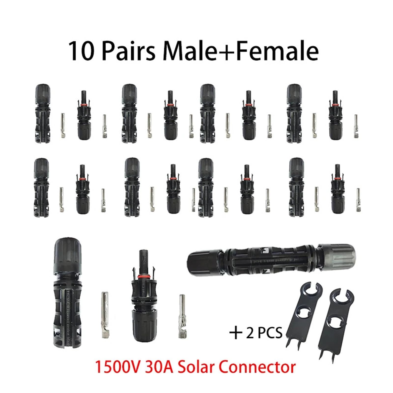 solar stecker 10/5 Paare 1500 V 30 A oder 50 A Drahtverbinder Elektrisches Solarkabel verbinden for PV-Stecker und -Buchsen for 2,5/4/6/10 mm2(30A (2.5-6mm2),5 Pairs(10pcs))