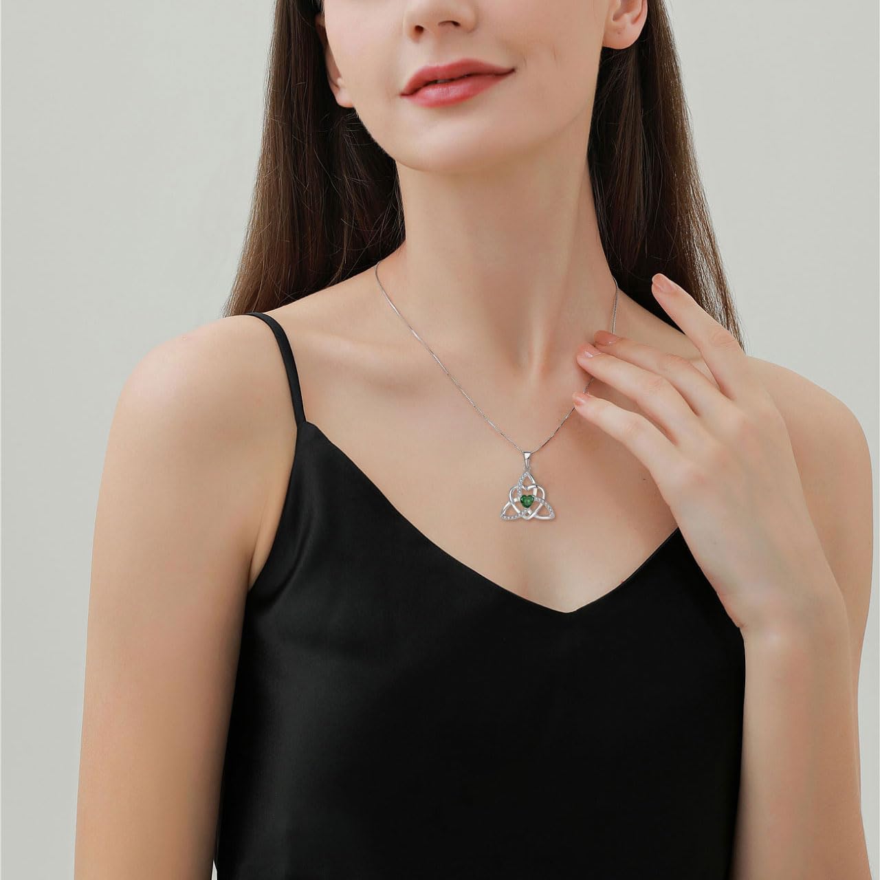 Celtic Knot Heart Necklace 925 Sterling Silver Trinity Love Knot Pendant Birthstones Jewelry Gifts Necklace for Women - Image 2