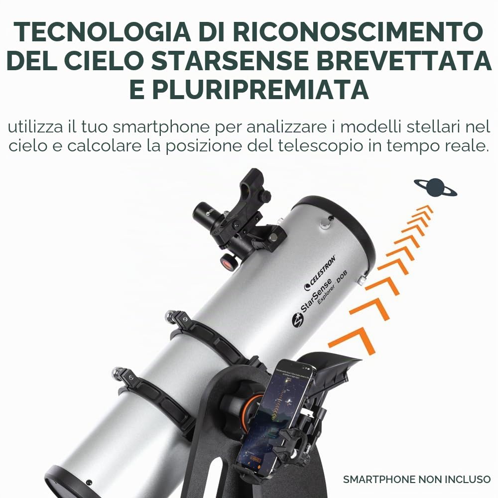 Celestron 22481 StarSense Explorer 130 mm Dobsoniano da tavolo Telescopio compatibile con app per smartphone Funziona con l'app StarSense – Compatibile con iOS/Android