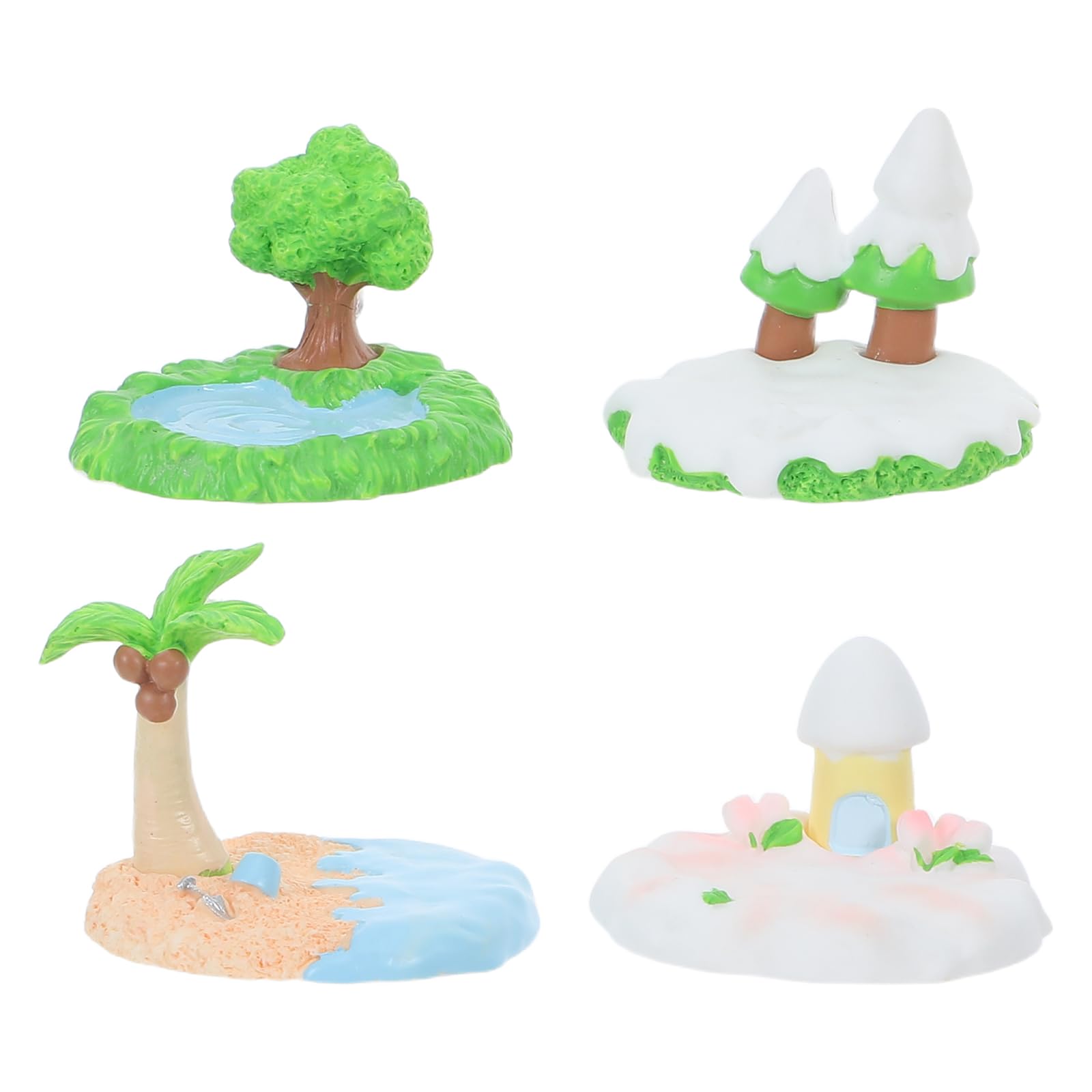 VICASKY 4pcs Seasonal Miniature Resin Landscape Figurines Spring Summer Autumn Winter Garden Ornaments Fall and Winter Mini Dollhouse Decor for Home and Desktop