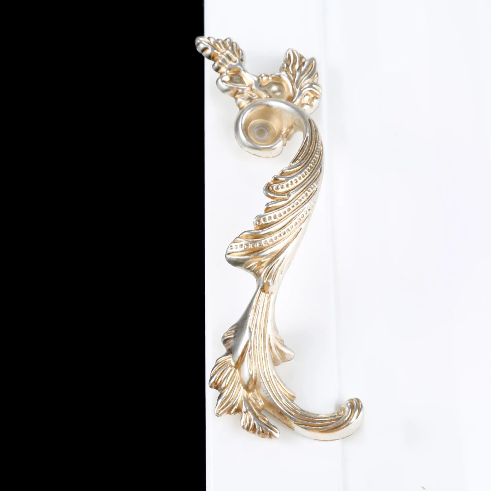 BIVOO 1pcs Antique Silver Gold Flowers Furniture Hardware Handles Pull Kitchen Cabinets Door Drawer Wardrobe Cupboard Pull Door Knobs(96MM Right)