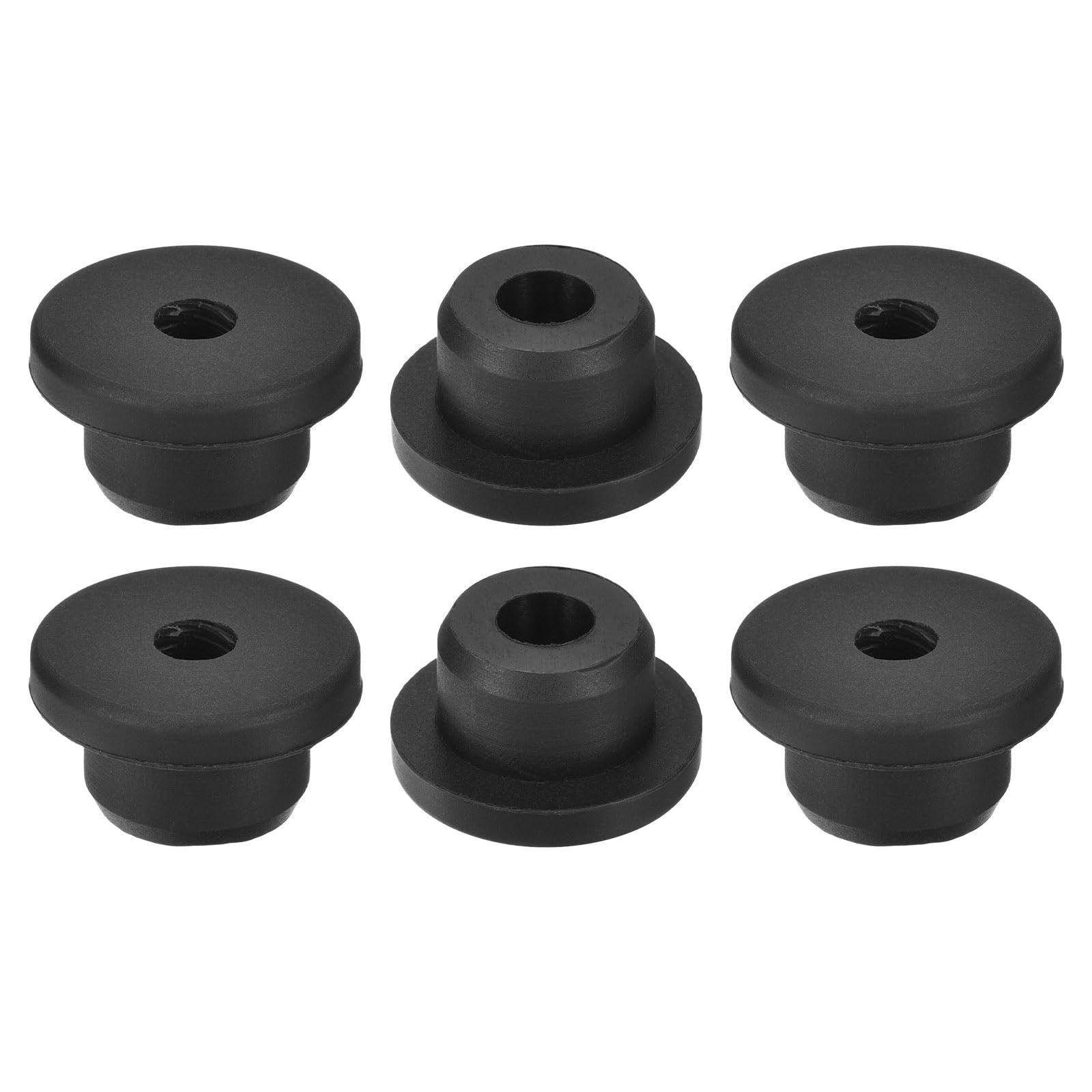 sourcing map 6Pcs Rubber Grommets 17mm Drill Hole, 8mm ID Hole Top Hat Grommet Black Silicone Rubber Hole Plug Gasket for Wiring, Automotive