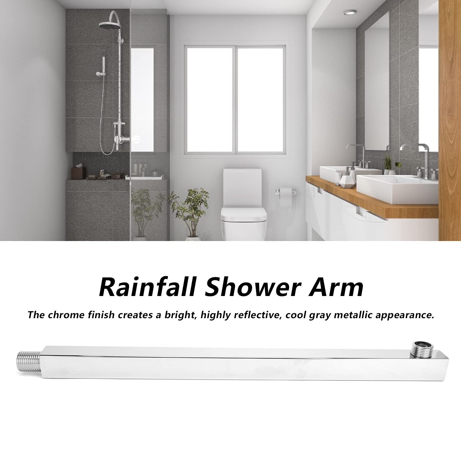 01 Braccio Doccia, Finiture Cromate Prolunga per Soffione Doccia in Acciaio Inox con Copertura Decorativa per Bagno per Tubo Doccia