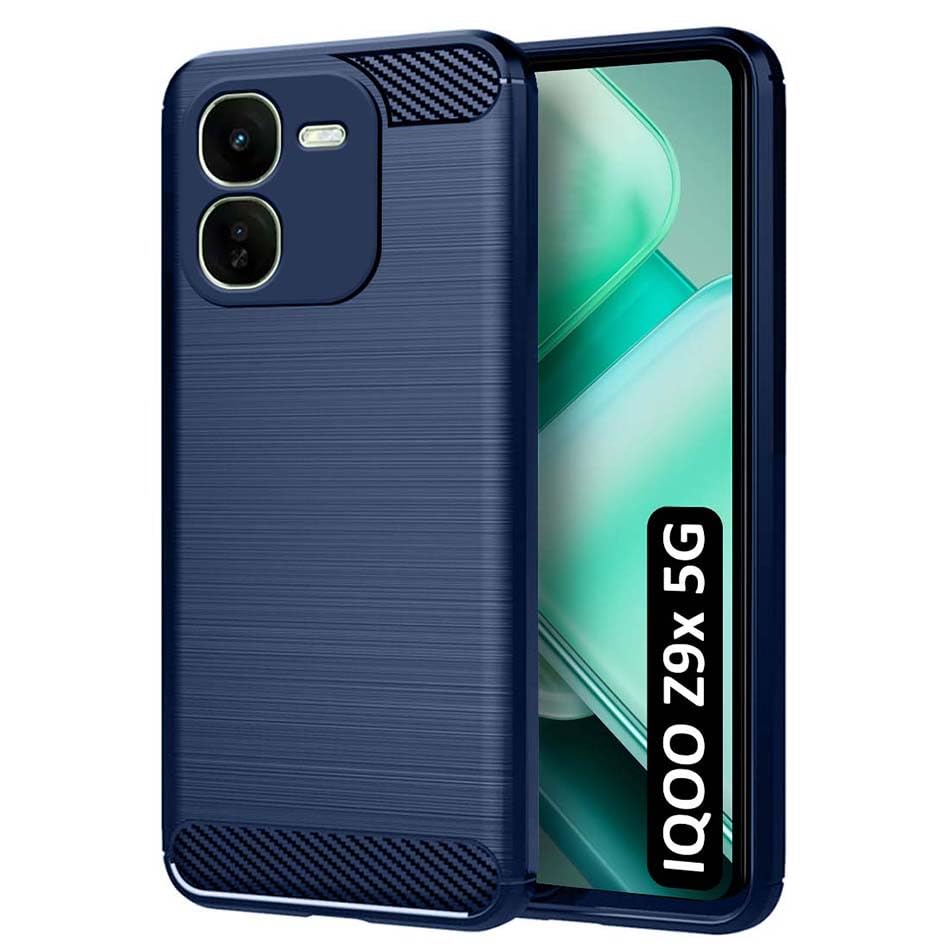 Image of Fashionury Back Cover for iQOO Z9x 5G | Hybrid Protection | Anti-Slip Grip | Rubber TPU Stylish Back Case for iQOO Z9x 5G (Blue)