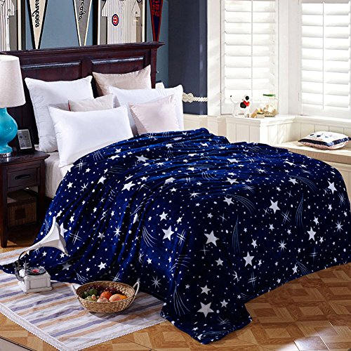 Chezmax Throw Blanket Ultra Soft Blanket Quilt Lightweight Plush Fleece Bed Blanket Cozy Towel Blanket Breathable Warm Throw For Stadium Couch Bed Sofa Chair Office Car Starry Sky Blue Twin (59"X79") #TOP1