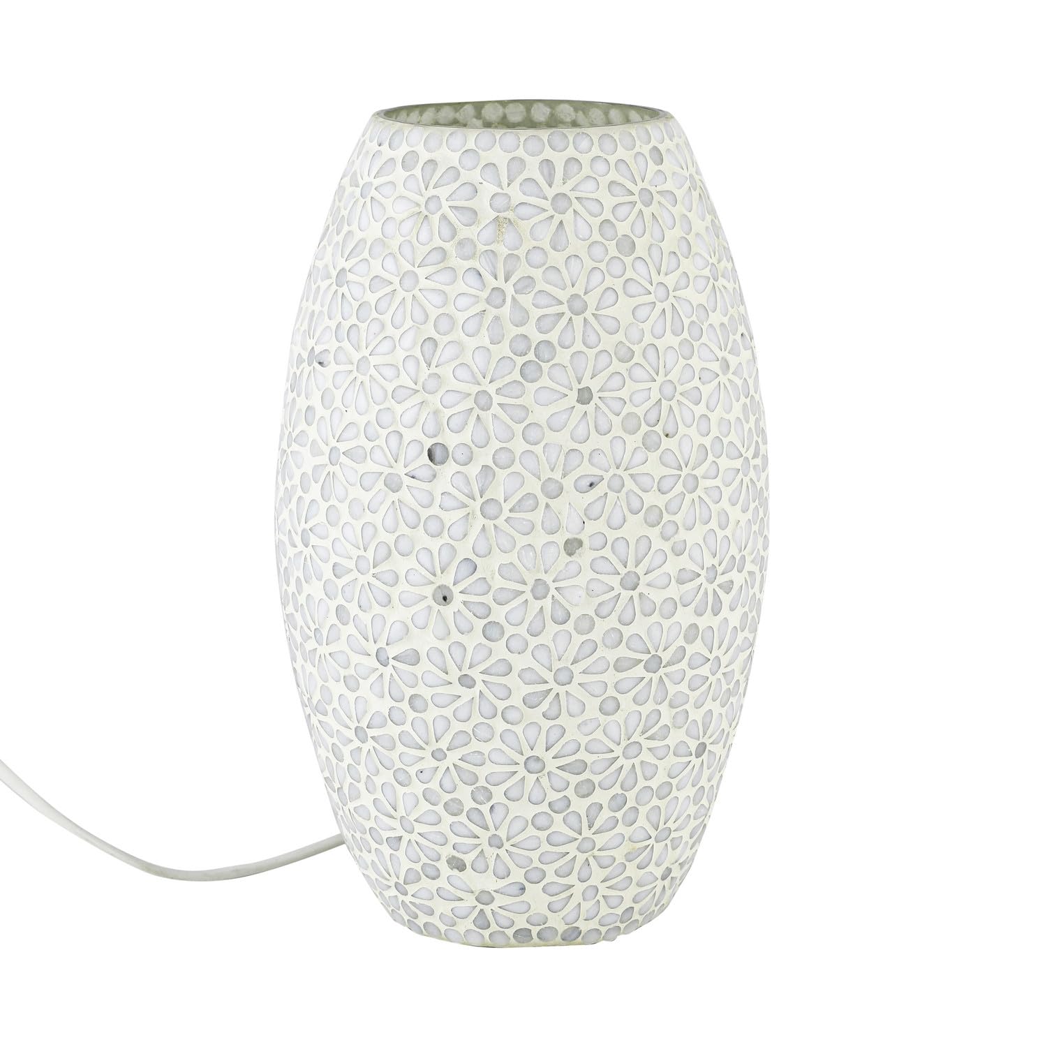Mesa Boho y lámpara de noche de vidrio con patrón de mosaico Tiaga -1-