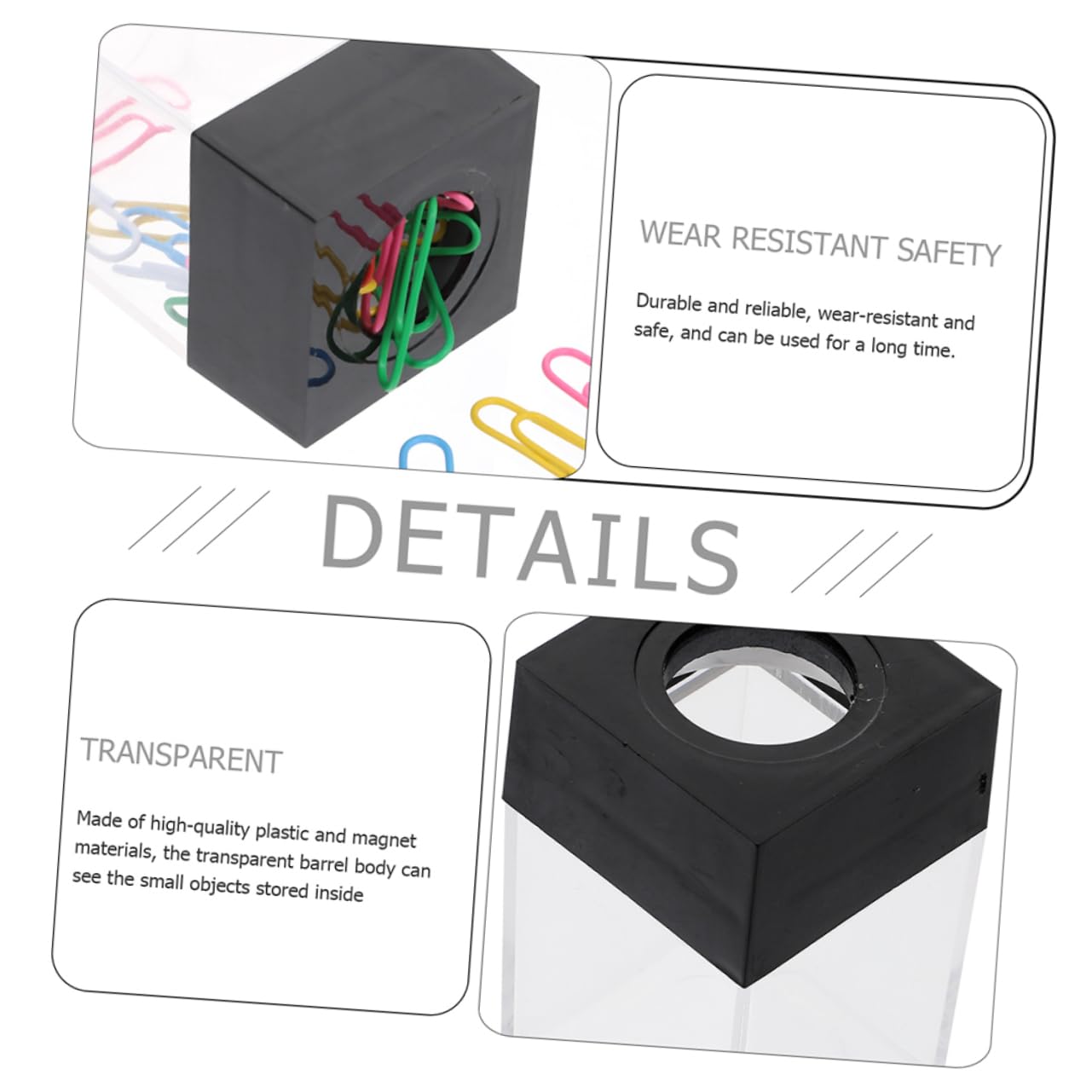 Hemobllo 12piezas Caja de Clips Magnéticos de Plástico Organizador de Escritorio para Clips de Papel Hogar U Oficina Soporte Magnético Portátil