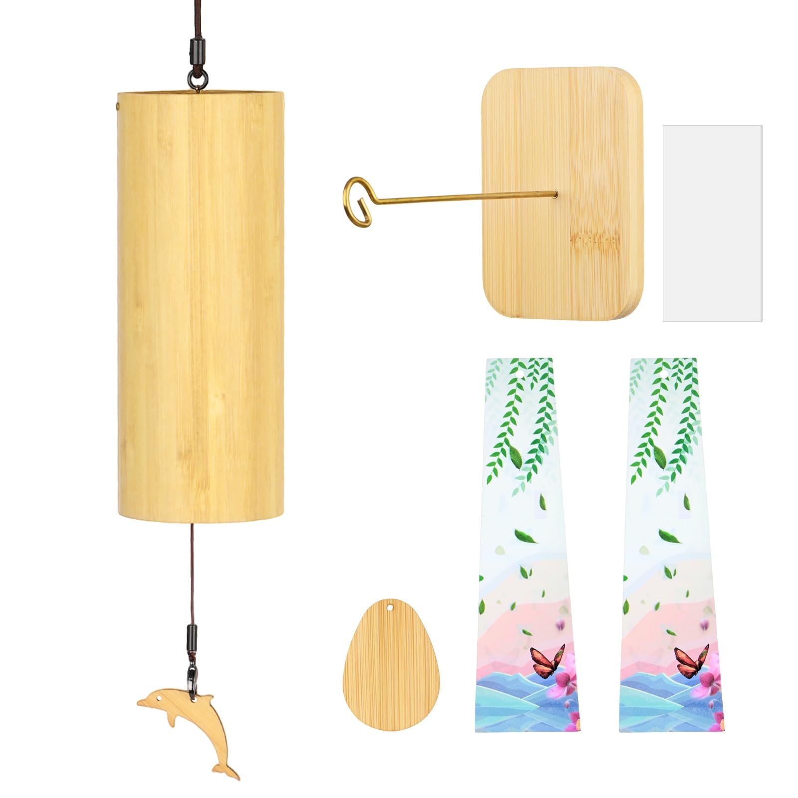 M METERXITY Bamboo Wind Chimes for Meditation, Relaxing Emotions, Wooden Handcrafted Chimes with Bracket for Unique Decor, Gardening Gift for Outdoor Decoration [G Chord]