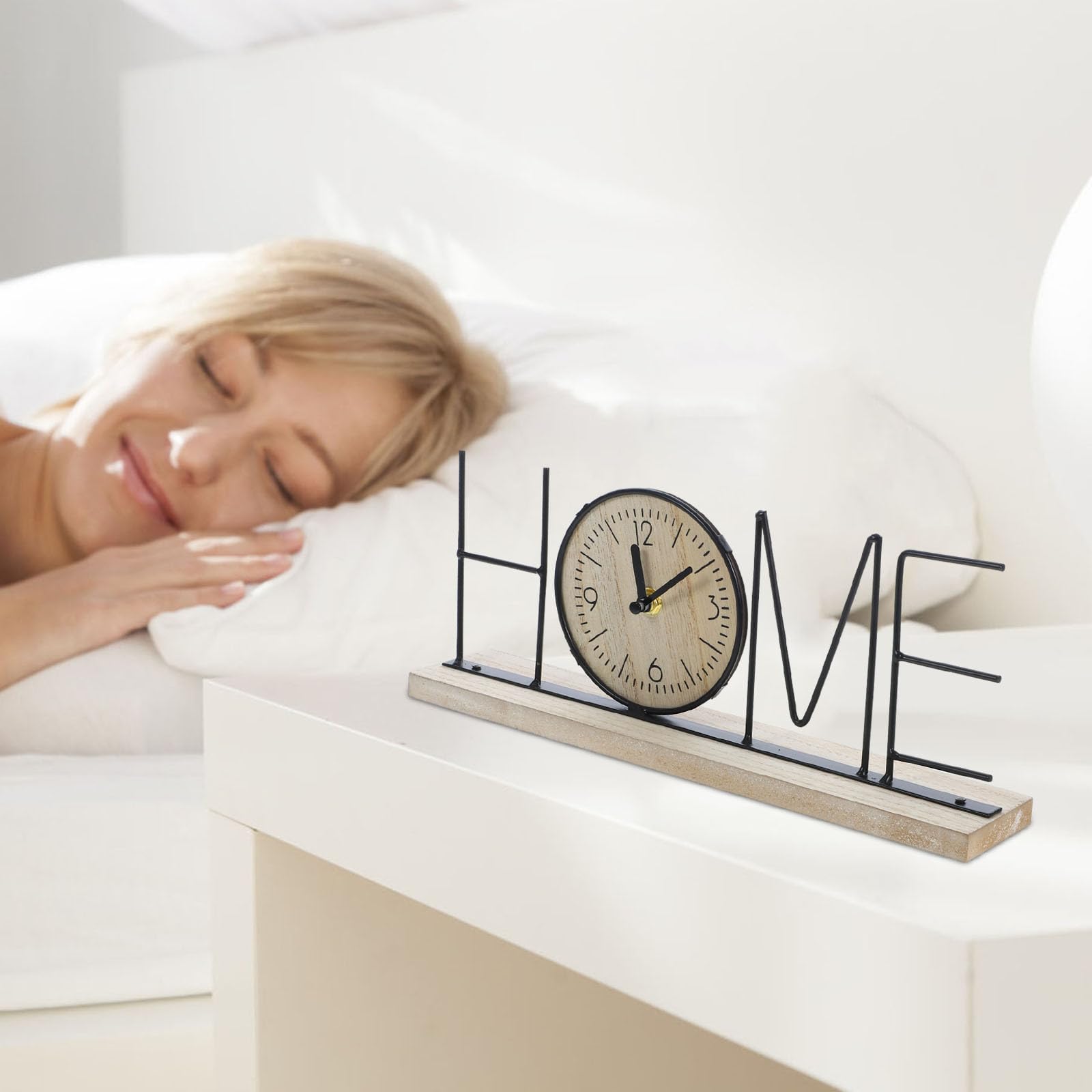 SUPVOX Orologio da Tavolo Decorativo Home Stile Classico in Legno e Ferro