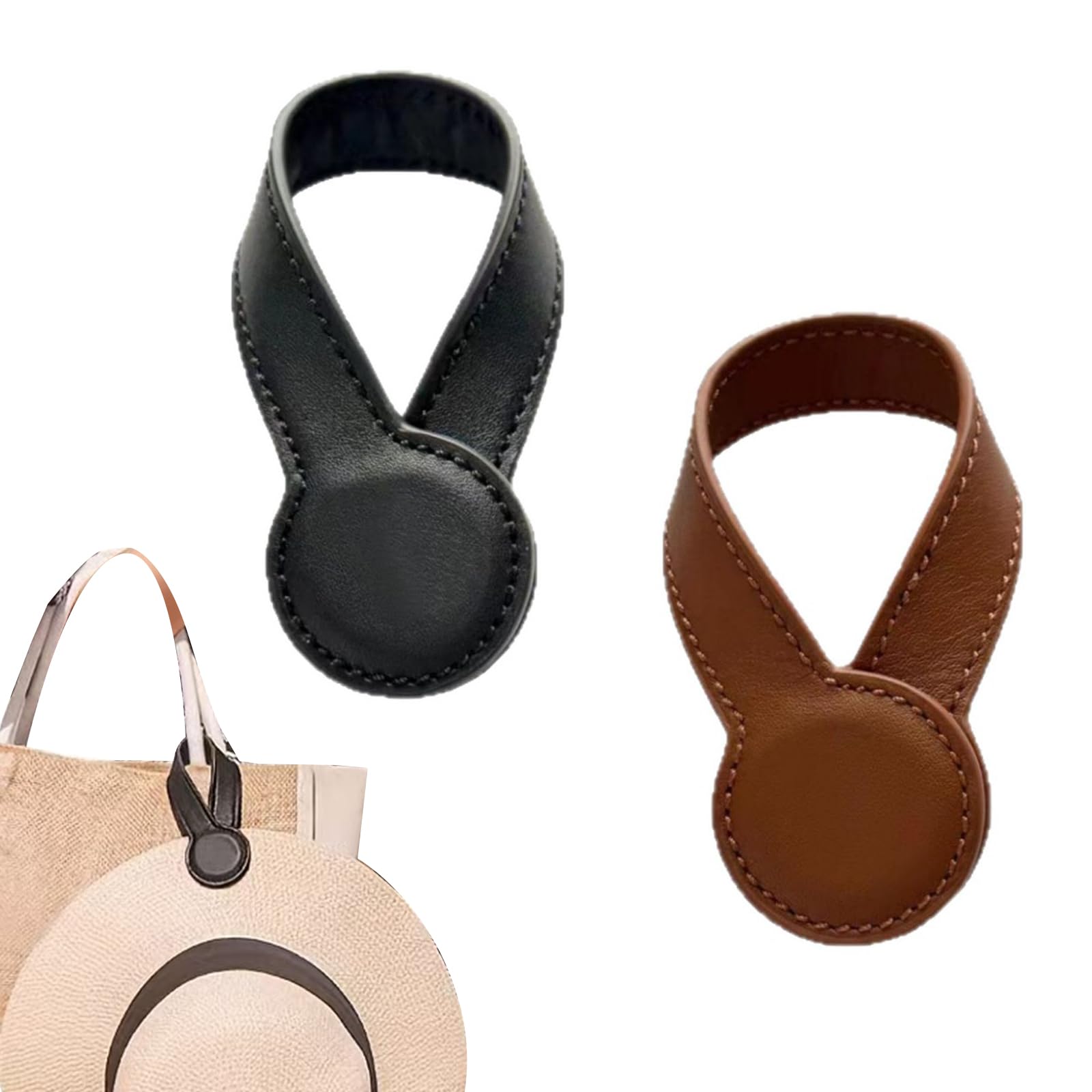Miupoo Black+Brown Magnetic Hat Clip For Travel On Bag,Hands Free Hat Holder Accessory With Strong Magnetic Grip, Hat Clips Ideal For Outdoor Travel & Daily Commute,2 Pieces.