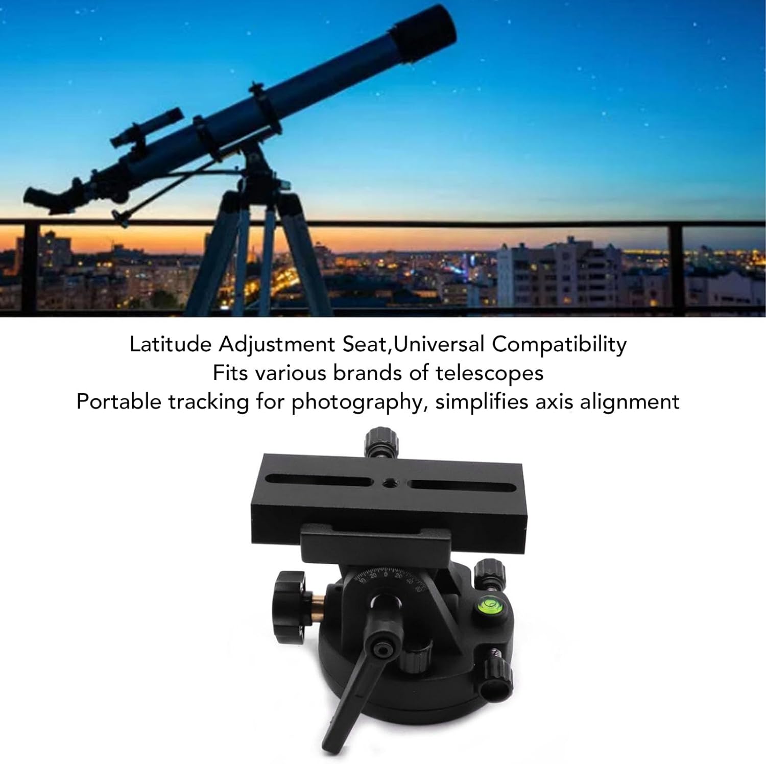Latitude Adjustment Seat, Aluminum Alloy Telescope Mount Equatorial Wedge Instrument Latitude Base Telescope Accessory, Telescoping Guiders and Wedges
