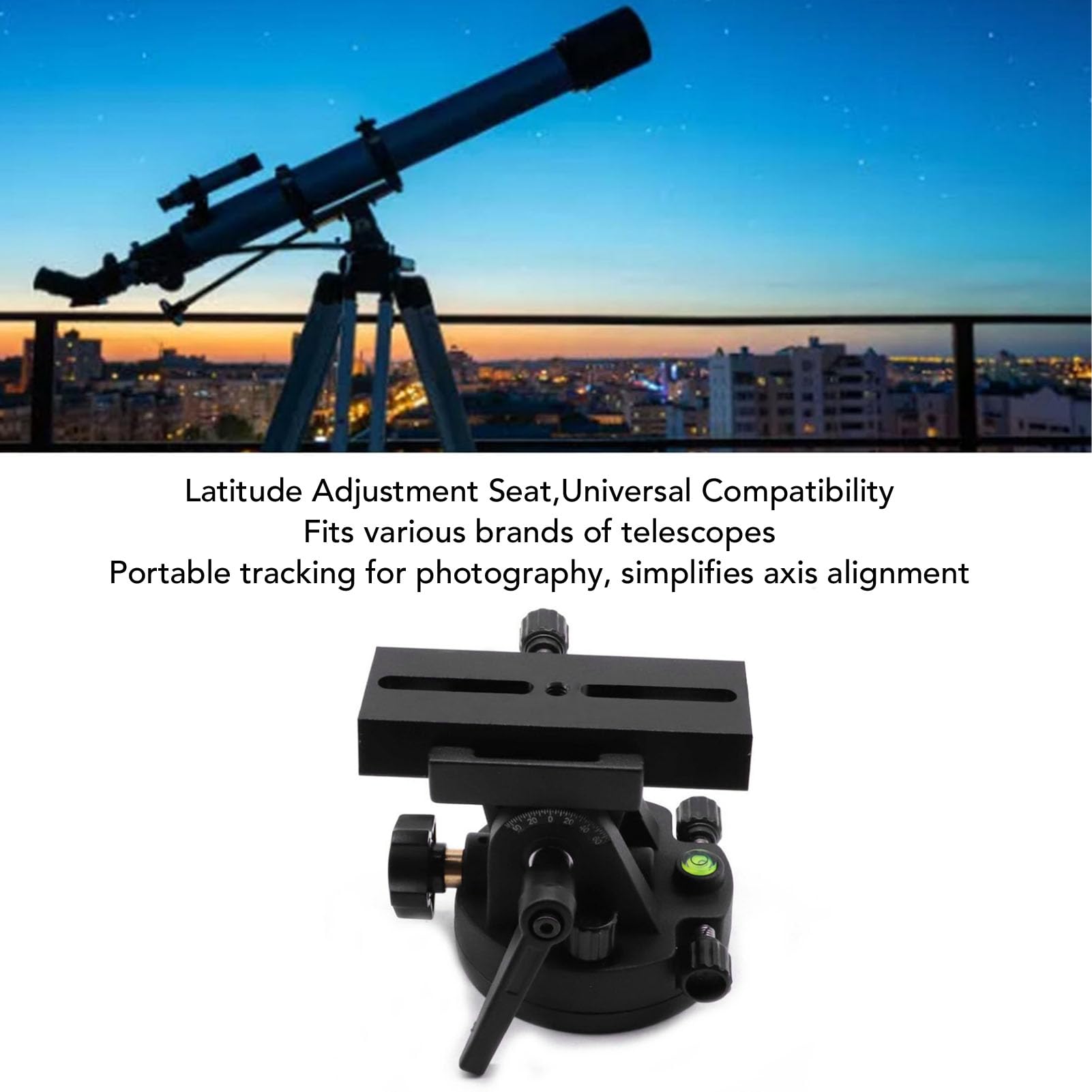 Support à réglage en Latitude, Monture équatoriale en Alliage d'aluminium pour télescope, Compatible avec Une Large Gamme d'appareils pour l'observation des étoiles
