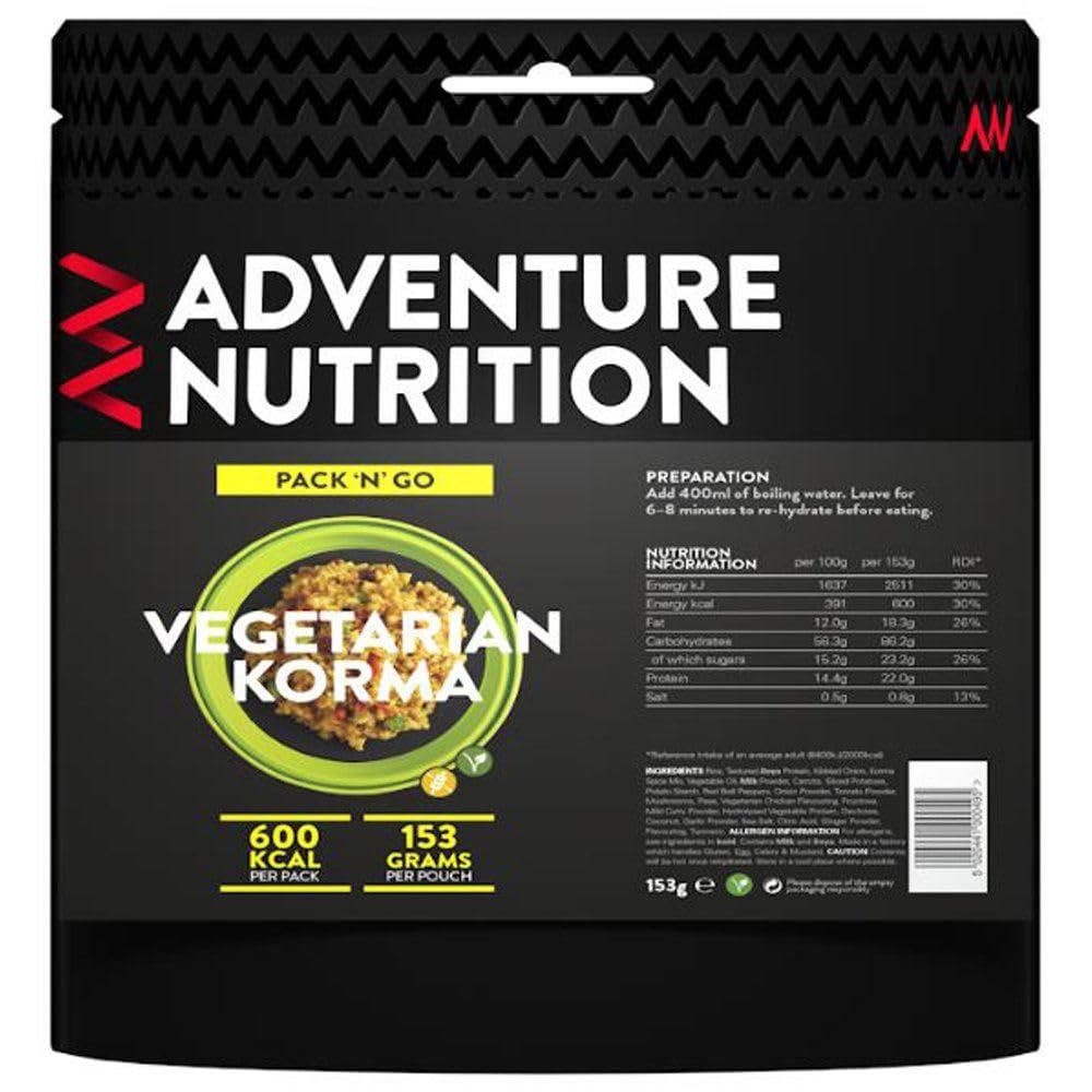 Adventure Nutrition Pack N Go Freeze-Dried Lightweight Food, 600 Kcal, for Adventurers, Hikers, Campers, Emergency Services, Mountaineers (1, Vegetarian Korma)