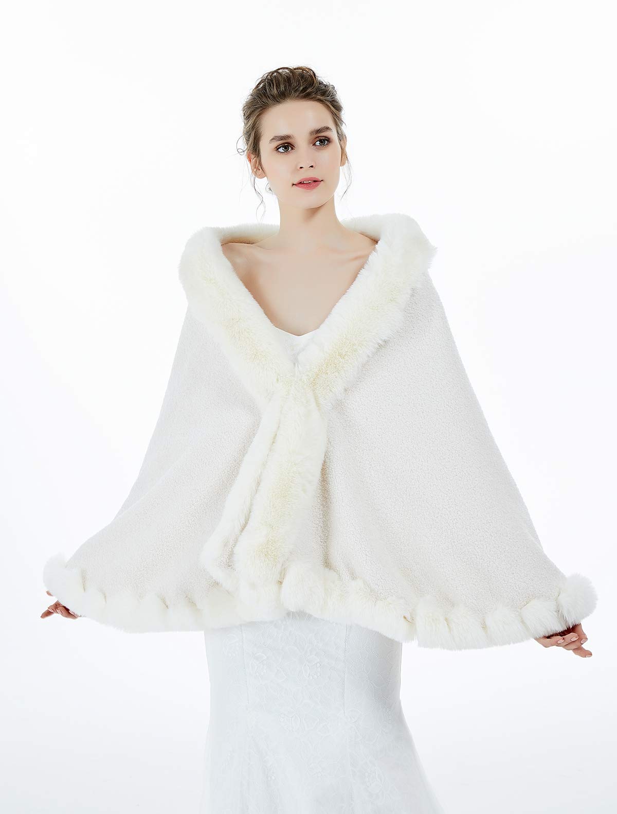 BEAUTELICATE Châle Étole en Fausse Fourrure Cape Veste en Laine d'agneau De Femme Mariage Hiver Soirée Mariée Cérémonie Fête Demoiselle d'honneur Taille Unique