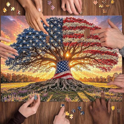 Puzles de 1000 piezas patrióticos de paisajes americanos para adultos 3
