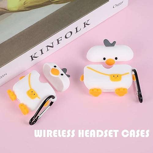 Miniatura 6 de Bonita funda de pato para AirPods de 2 generación de 1 generación, divertida funda de dibujos animados en 3D Kawaii con kit de limpieza y llavero