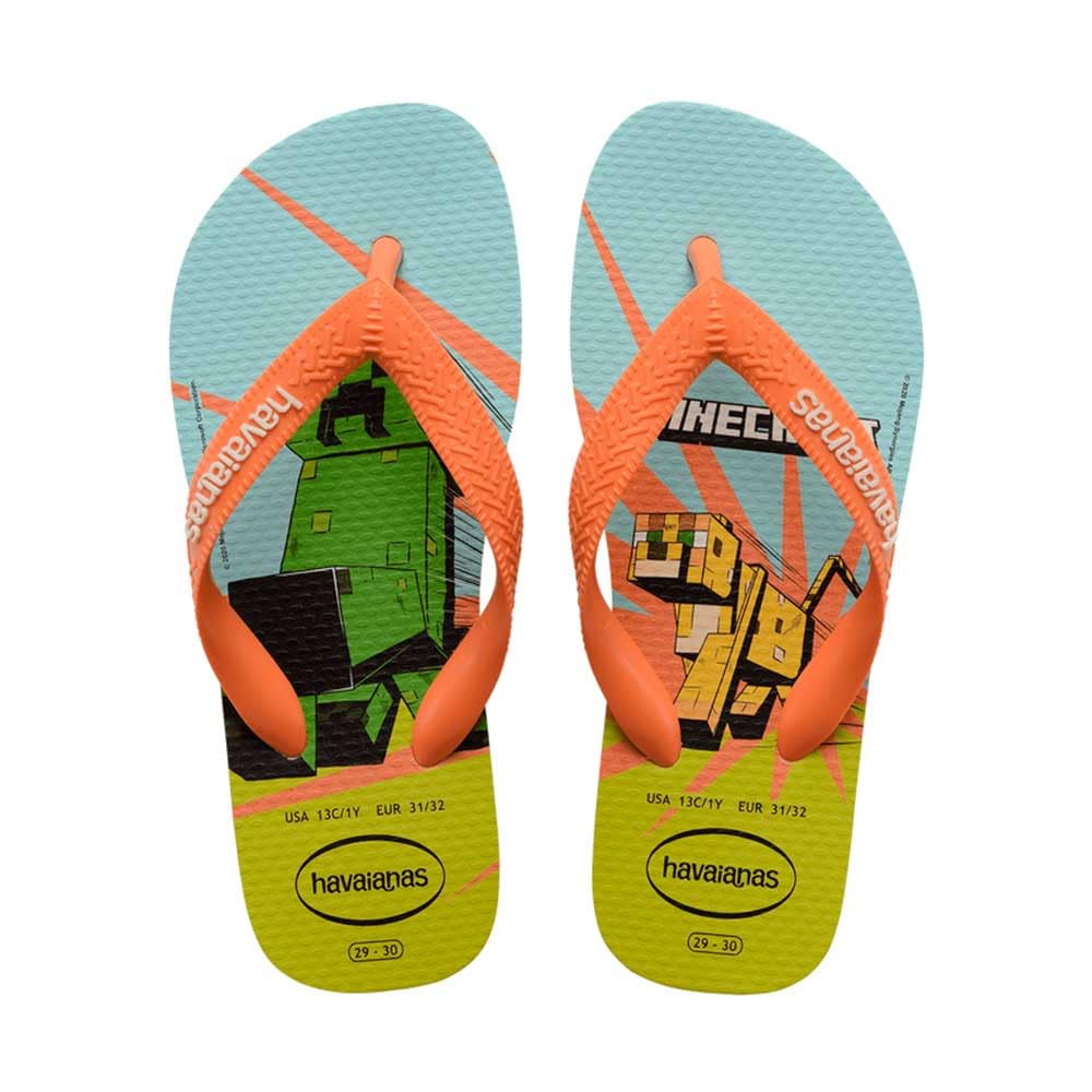 Havaianas Kids Minecraft Boys FlipFlop White/Coral 9/9.5 UK Child