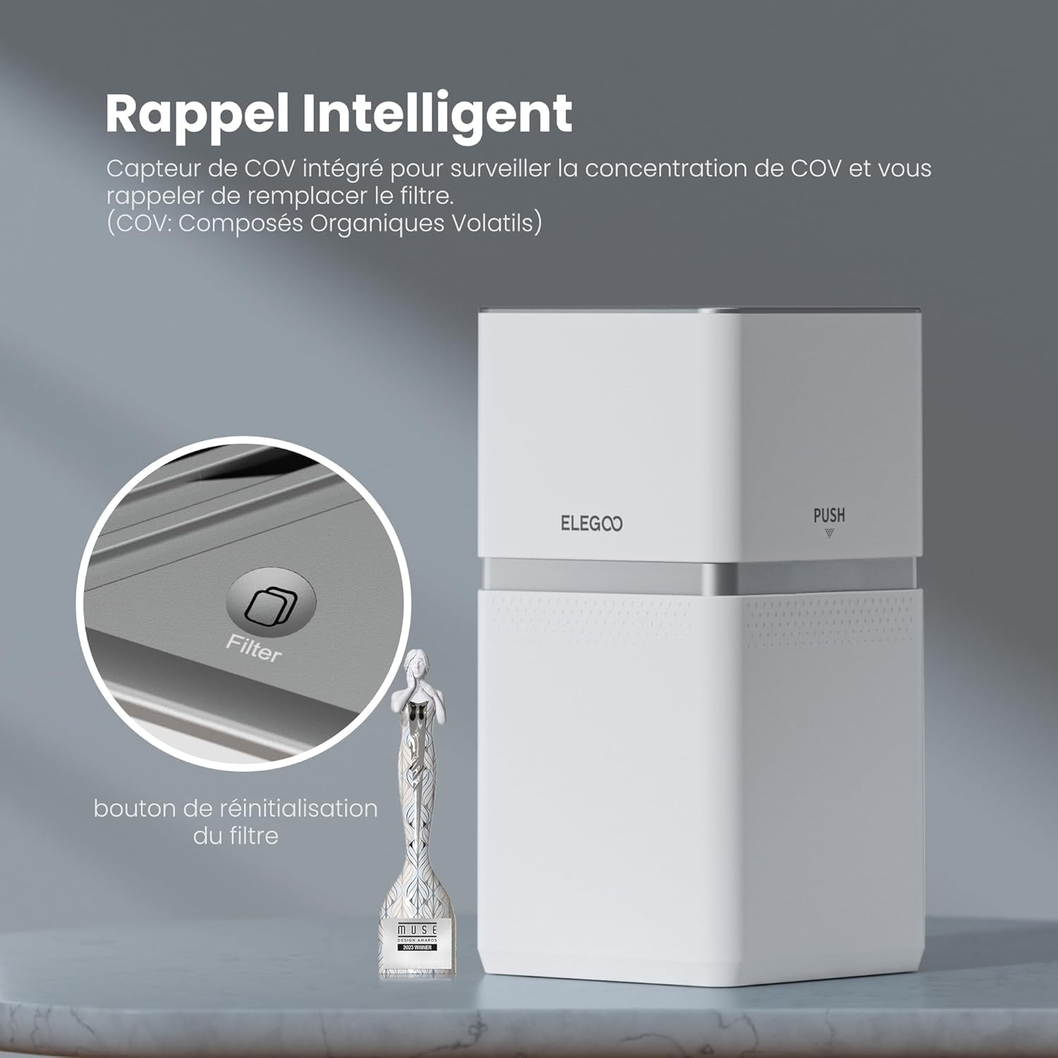 ELEGOO MarsMate Purificateur d'Air avec Filtre à Charbon Actif