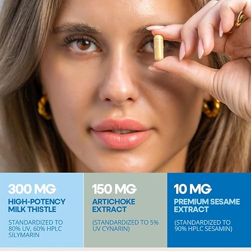 Miniatura 4 de ESSE Suplemento vegano de cardo mariano con extracto de sésamo y alcachofa  HPLC avanzado probado para pureza  Cardo de silimarina al 80% para