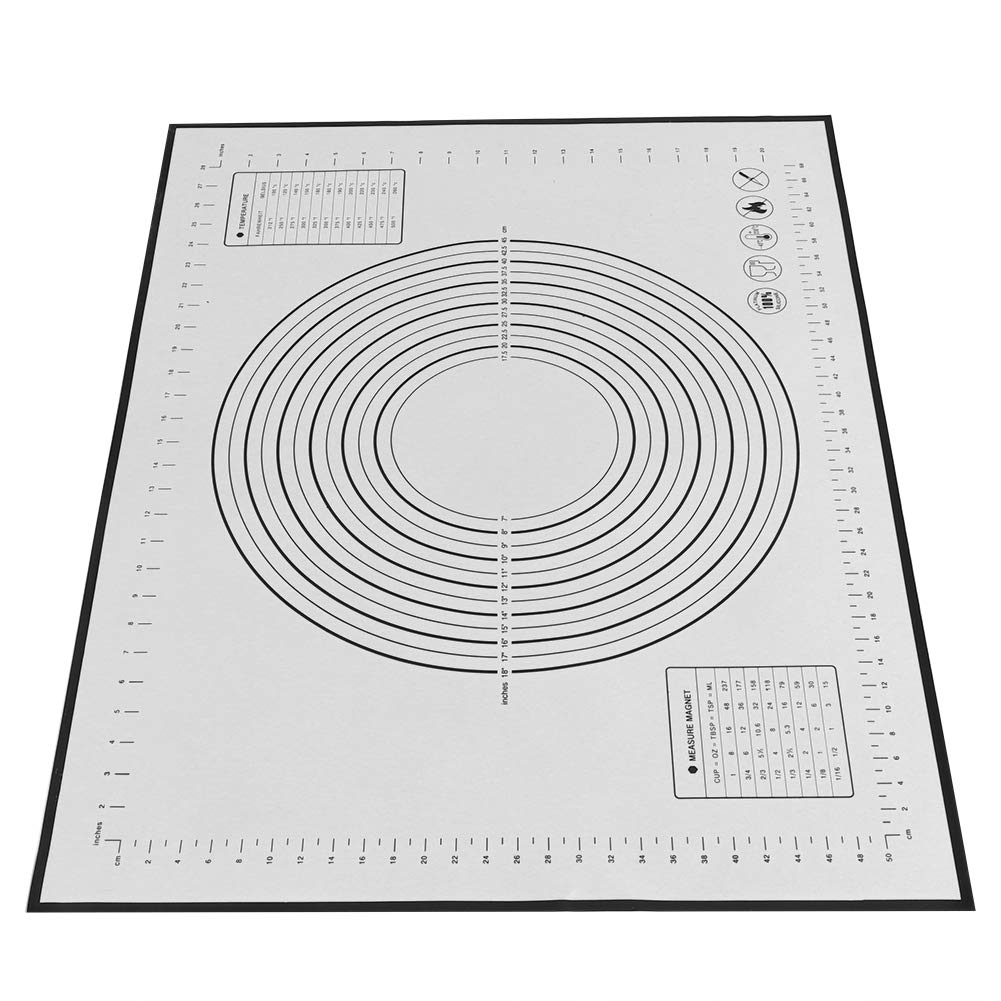 Nikou Almohadilla de silicona antideslizante para amasar, antiadherente, con escalas, para cocina, cocina, cocina, cocina, cocina, 60 x 80 x 0,4 cm, color negro, tapete de masa para hornear