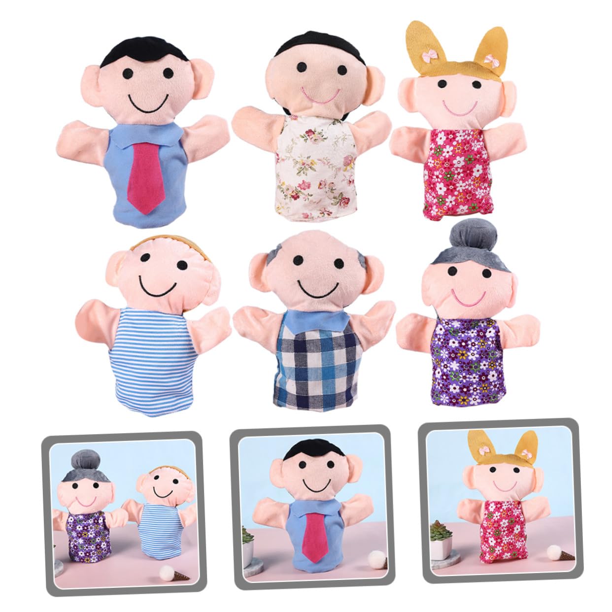 6 pezzi Burattini da Mano per Giocattolo Educativo in Morbido Peluche e Cotone PP Gioco di Ruolo Creativo per Stimolare Immaginazione e Comunicazione Sicuro e Durevole per Bambine