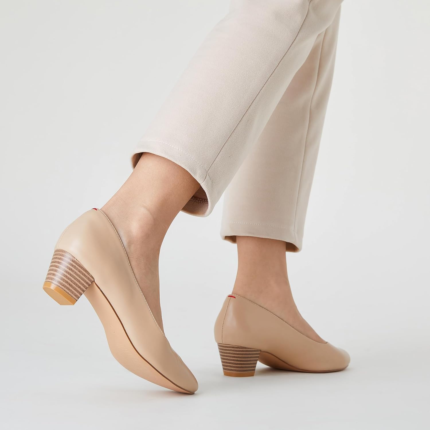 Trary Low Black Nude Blue Red Heels for Women Closed Round Toe Chunky Block 1.8 Inch Women's Heels Pumps Comfortable Dressy Work Casual PU Shoes for Wedding Office Business - Image 5