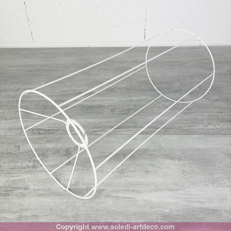Lealoo Armature Ronde Blanche pour Abat-Jour, Hauteur 40 cm et Diam. 20 cm, Douille E27, 38mm, Colonne