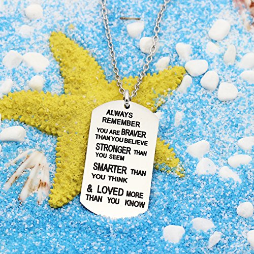 lauhonmin Always Remember You Are Braver/Stronger/Smarter Than You Think Pendant Necklace Family Friend Gift Unisex2