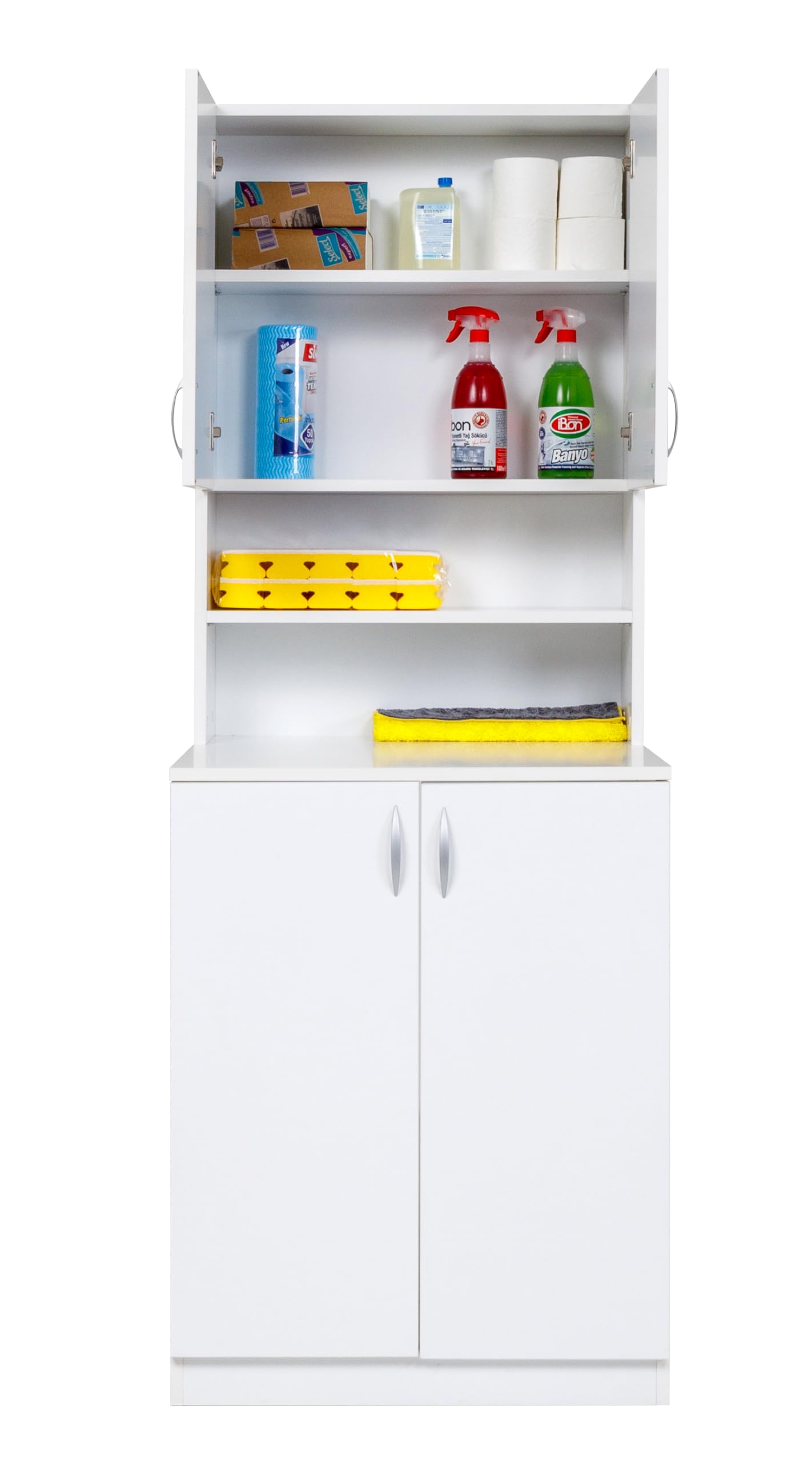 furni24 Waschmaschinenschrank Weiß 70x70x190,5cm - Badregal Hochschrank Waschmaschine Bad Schrank Badezimmerschrank Badmöbel Überbau