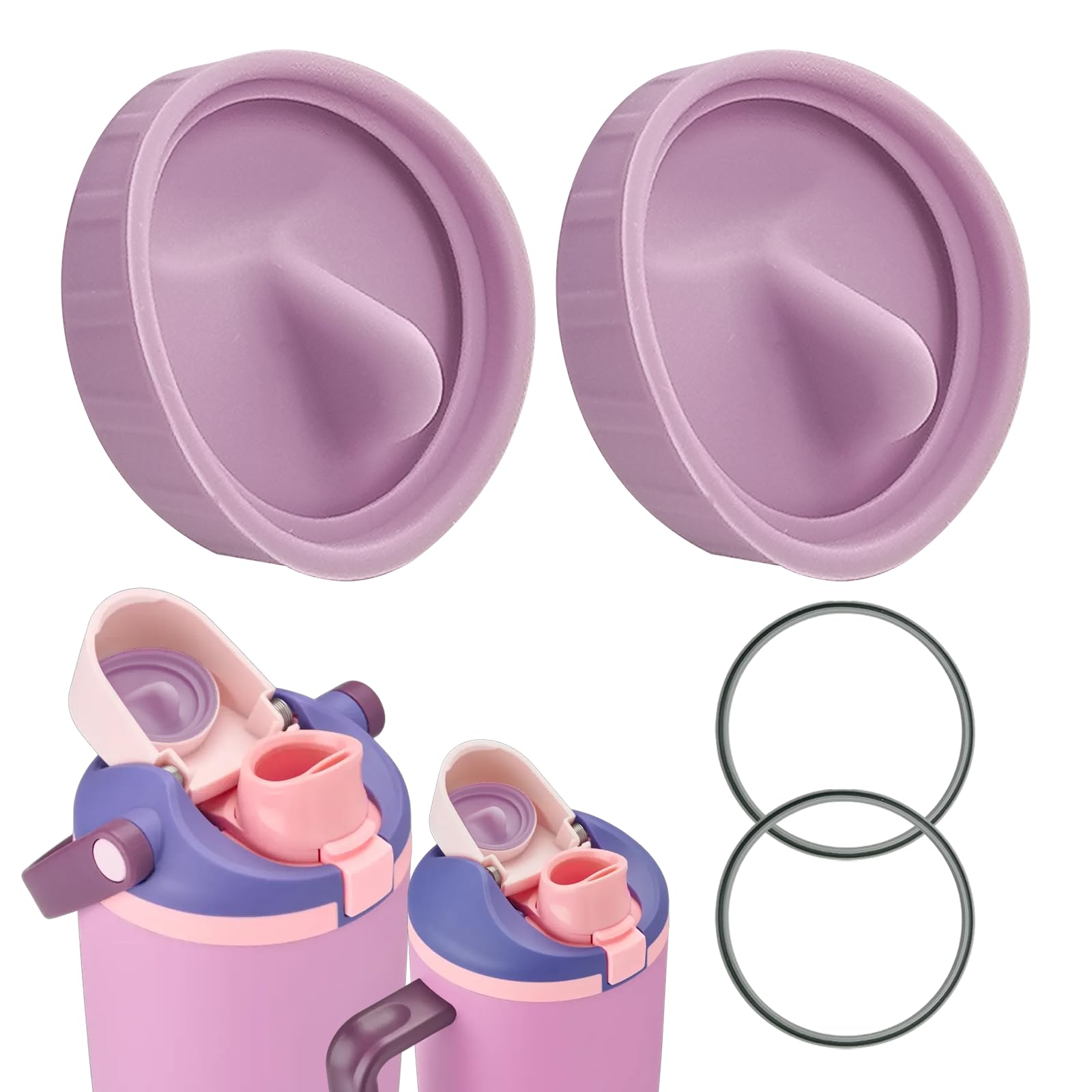 Leak-Proof Silicone Stopper and Gasket Rings Set for Owala FreeSip Sway 30oz 40oz Tumbler 40oz,Food-Grade Silicone,10Colors, Includes 2 Mouthpiece