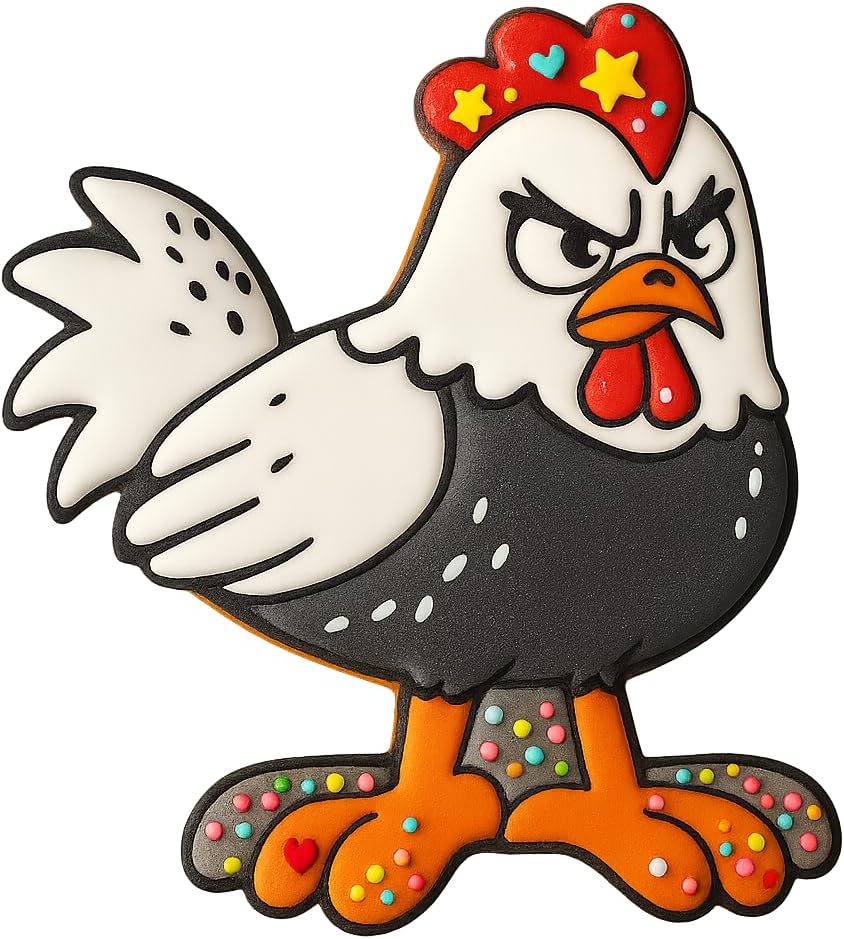 Mighty Gadget Grumpy Chicken Cookie Cutter & Embosser - 4x3.36", Hilarious Farmyard Baking Mold (Random Color) image 4