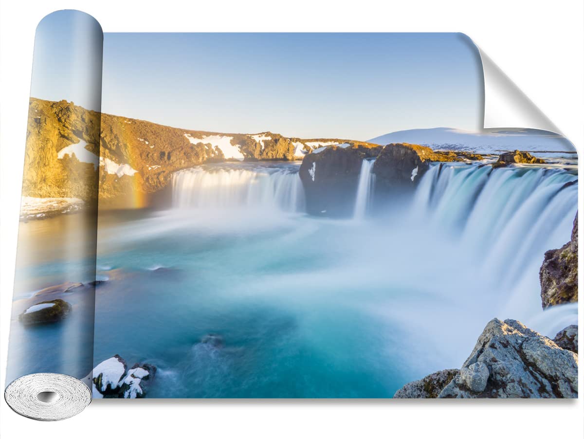 Papier Peint Cascade Islande Auto-Adhésif : Rénover sans colle un mur abîmé