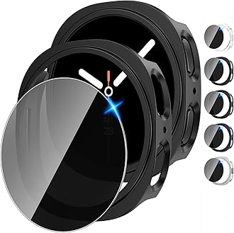 Tensea [5+5Pack for Samsung Galaxy Watch 8 Screen Protector Case 40mm Accessories, Hard PC Bumper/HD Anti-Fog Tempered Glass Protective Film, Face Cover Set, Galaxy Watch 8 Case for Women Men