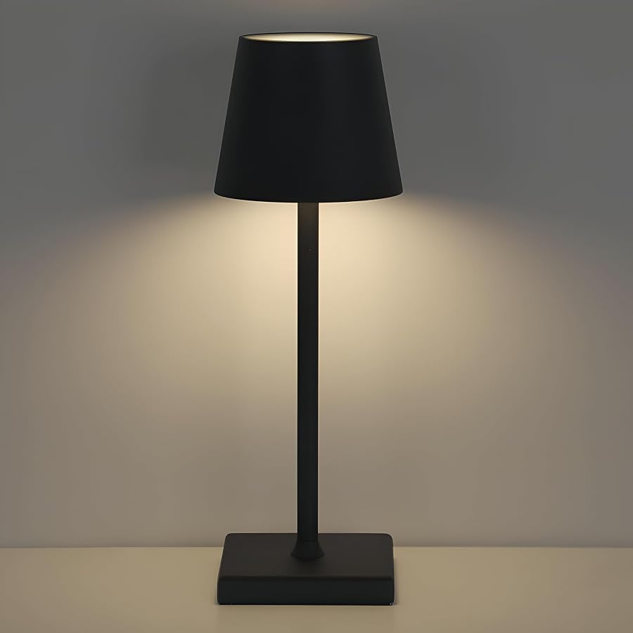 Battery Powered Lamp - Wireless LED Table Light with Adjustable Stepless Three-Color Dimming, Ultra-Portable Design for Bedrooms, Dining, Camping and Outdoor Ambient Lighting