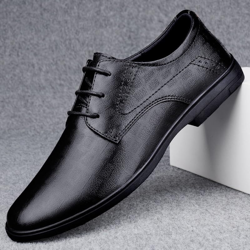Prom Wedding Oxford Dress Shoes for Men Round Toe Men's Lace-up Leather New Shoes Non Slip Anti-slip Low Top Block Heel Business2