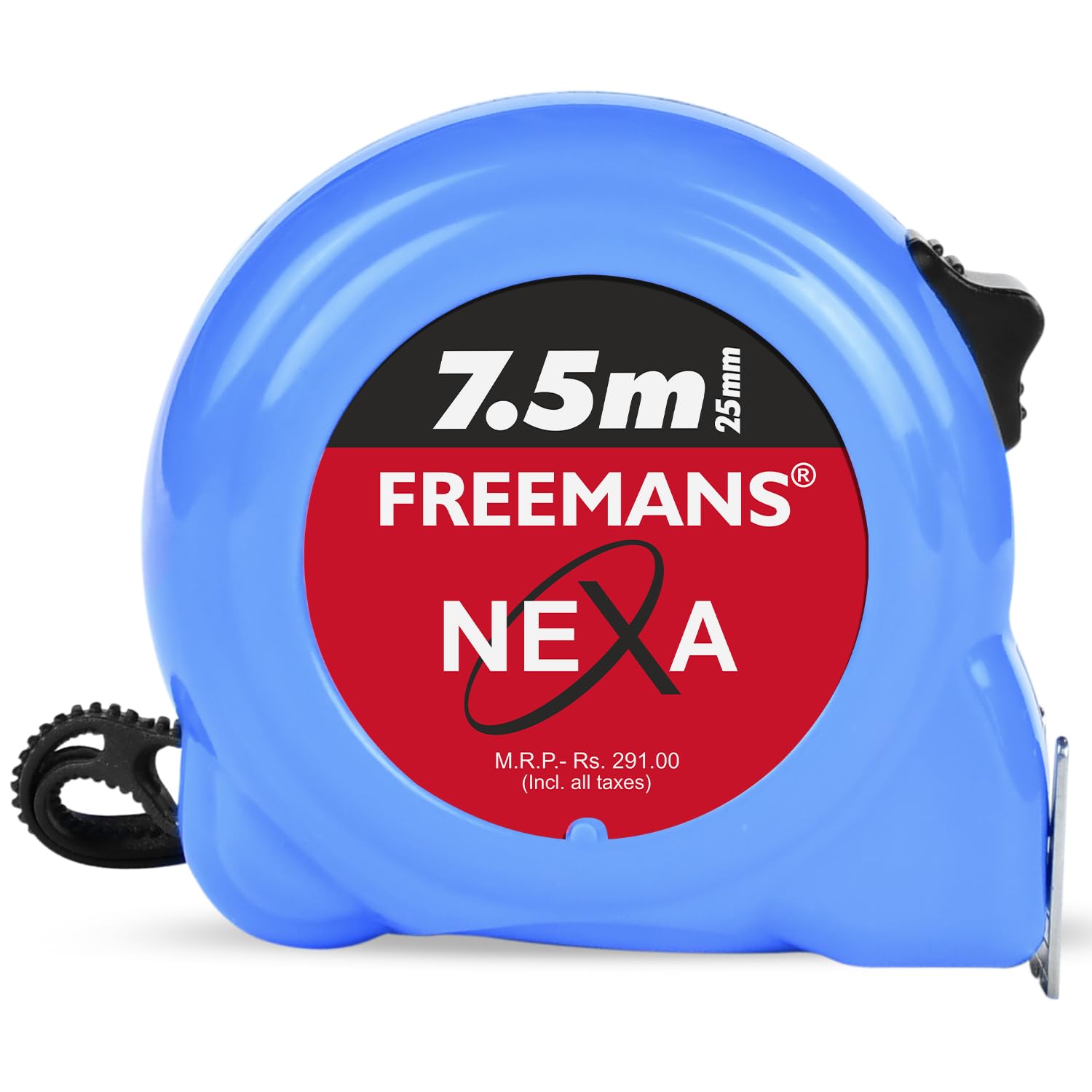 FREEMANS NEXA 7.5m:25mm Steel Inchi Measuring Tape - 7.5m With Unbreakable ABS case || Click Action Front Lock || Double-sided Printing and Belt Clip
