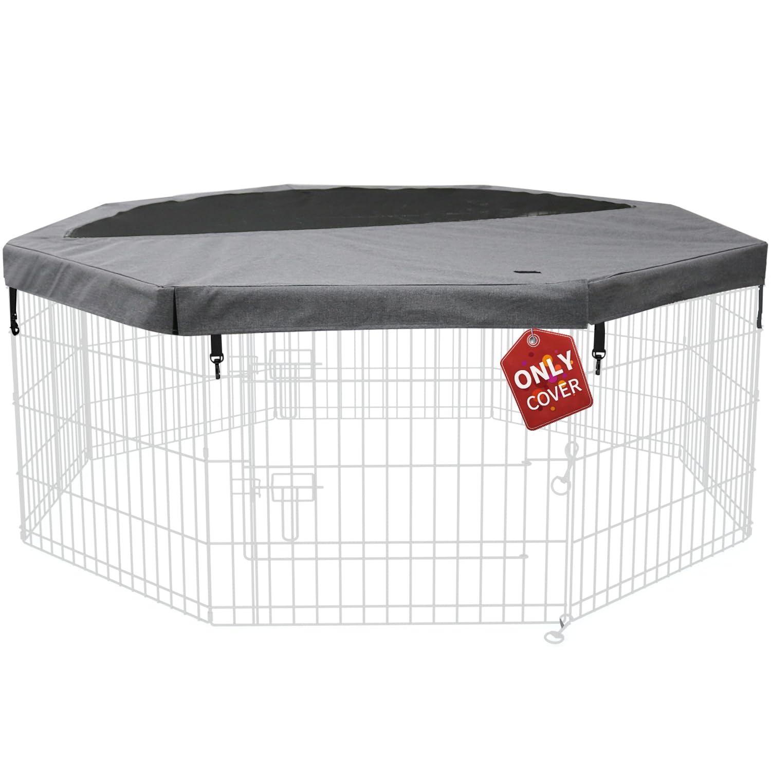 PETIME Top Cover Sun/Rain Proof Provide Shade and Security for Indoor Outdoor Dog Playpen Fits All 24" Wide 8 Panels Pet Exercise Pen (Playpen Not Included) - crates houses and pens | Mubboo