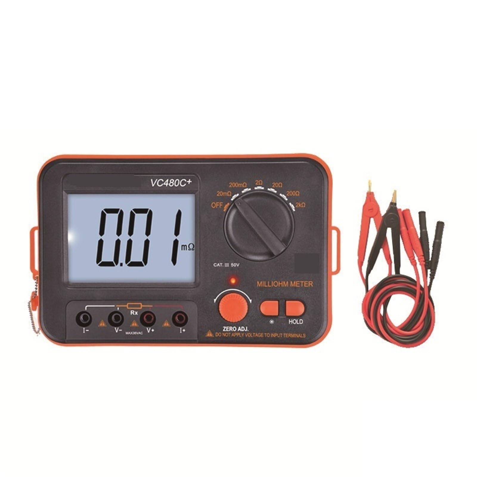 Probador de resistencia, Medidores De Resistencia, VC480C+ Miliohmímetro Digital DC Probador Bajo Microohmímetro 0.01mΩ~2kΩ Placa Circuito Transformador Detectable,Ohmímetro