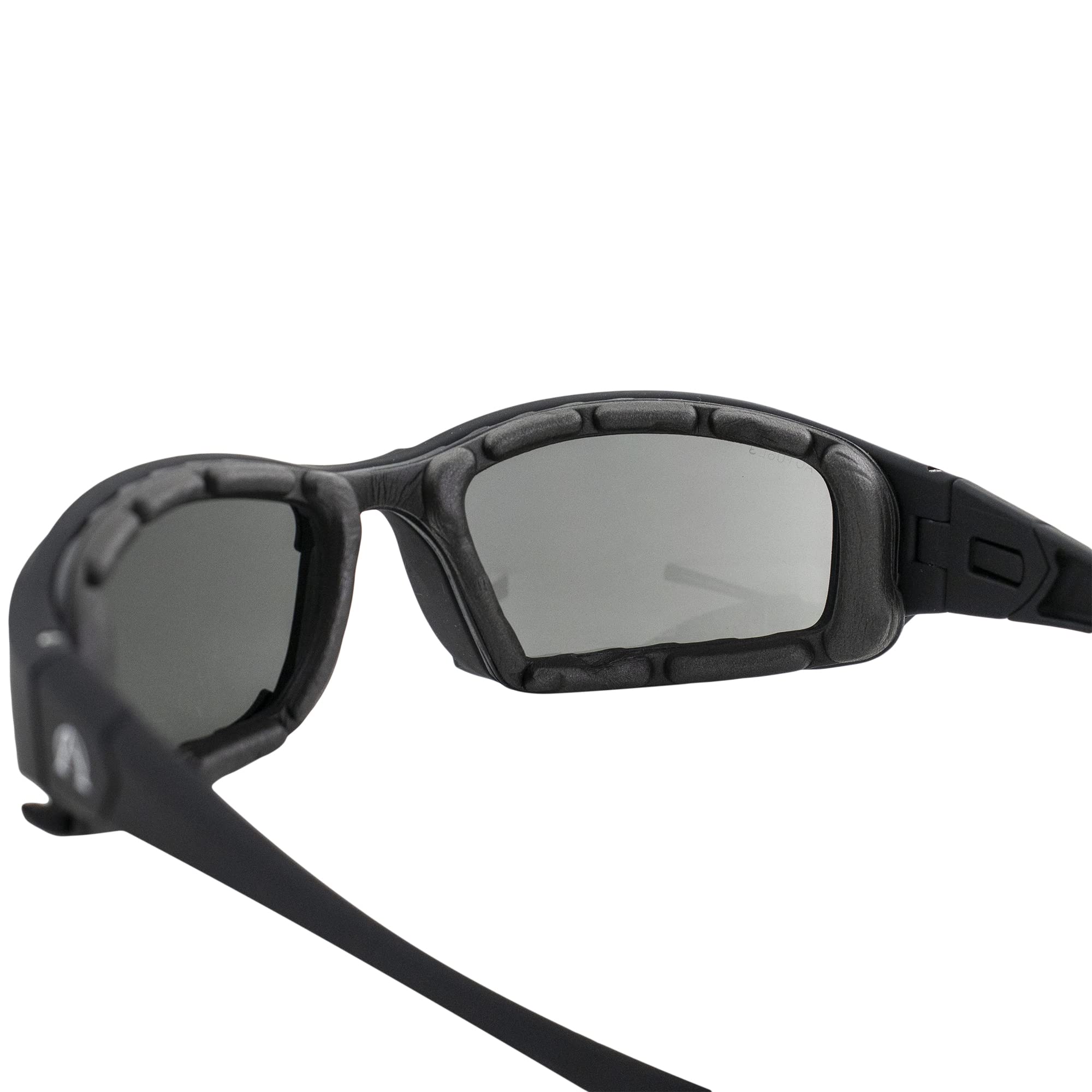 Alpha Omega 3 occhiali da sole da moto imbottiti in schiuma Z87.1 occhiali di sicurezza per uomo o donna montatura nera lenti fumé