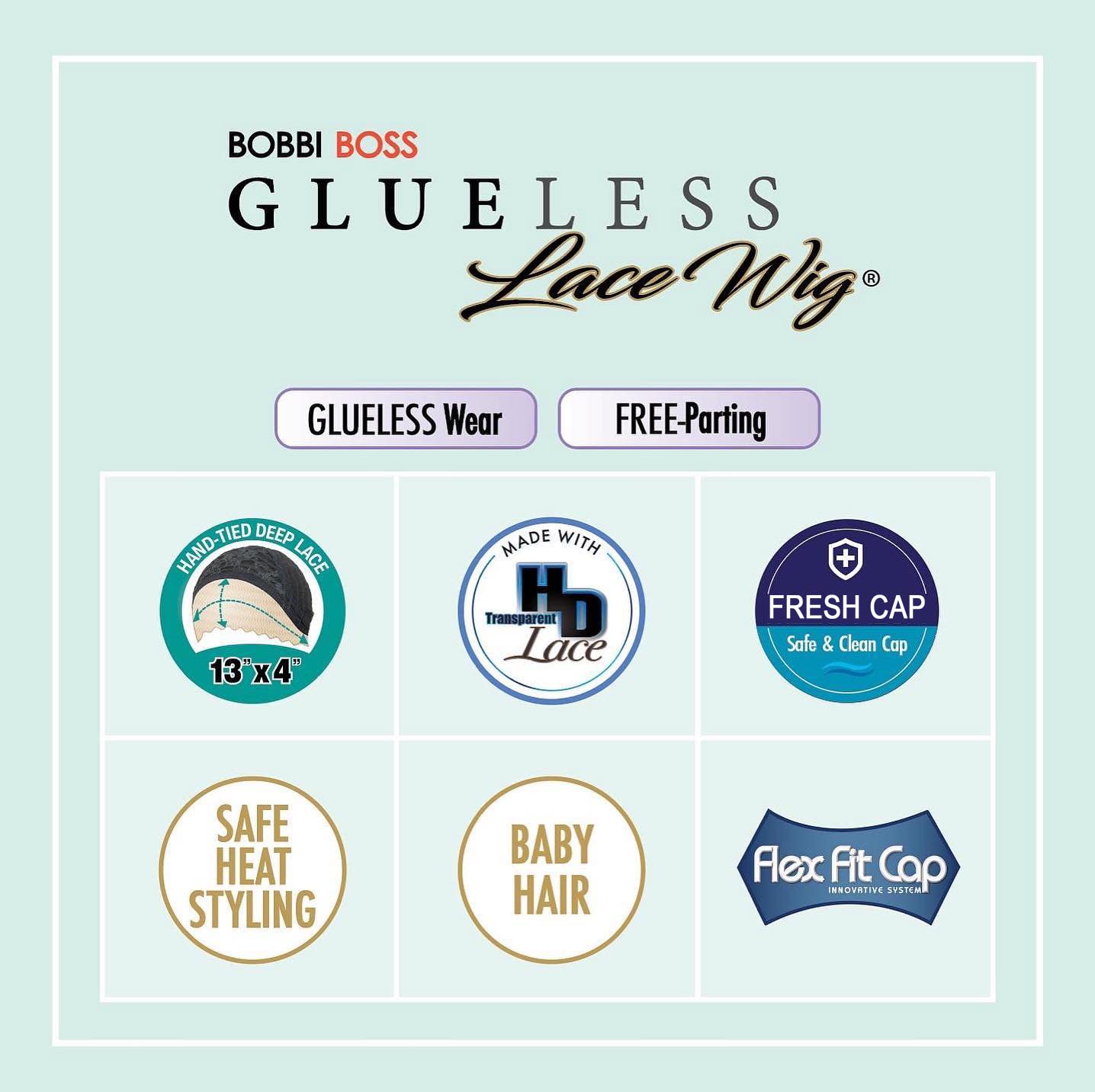 BOBBI BOSS Synthetic Hair 13x4 Deep HD Lace Wig - MLF254 JAEL, Long Curly Hair Wigs with Natural Baby Hair, Safe High Heat Styling (HL22/1222)