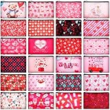Abbylike 24 Pcs Valentines Day Gifts Bulk Valentines Makeup Bags for Women Cosmetic Bags Toiletry Zipper Pouch Valentine's Day Party Favors for Her(Cute Style)