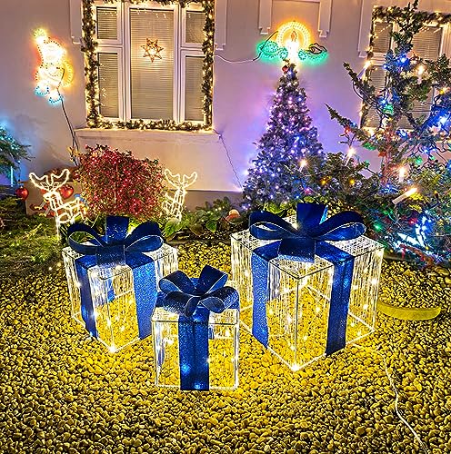 Décoration extérieure de Noël avec boîtes lumineuses 140 DEL pour porche