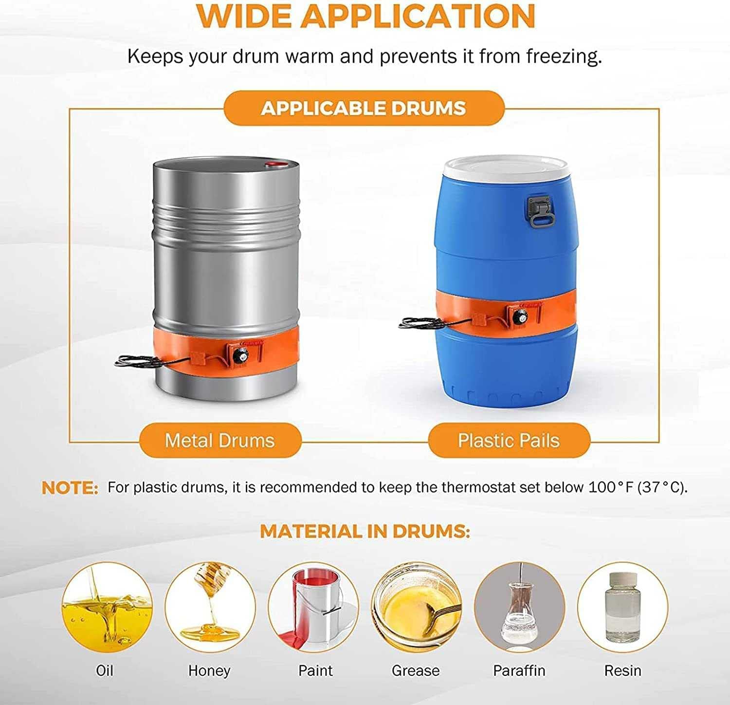 Podgrzewacz Beczek Z Olejem, Metalowy Podgrzewacz Beczek Z Olejem, Wytrzymały Silikonowy Podgrzewacz Beczek Z Paskiem Grzewczym, Podgrzewacz Wiadra Z Regulatorem Temperatury, Do Zastosowań Przemysłow