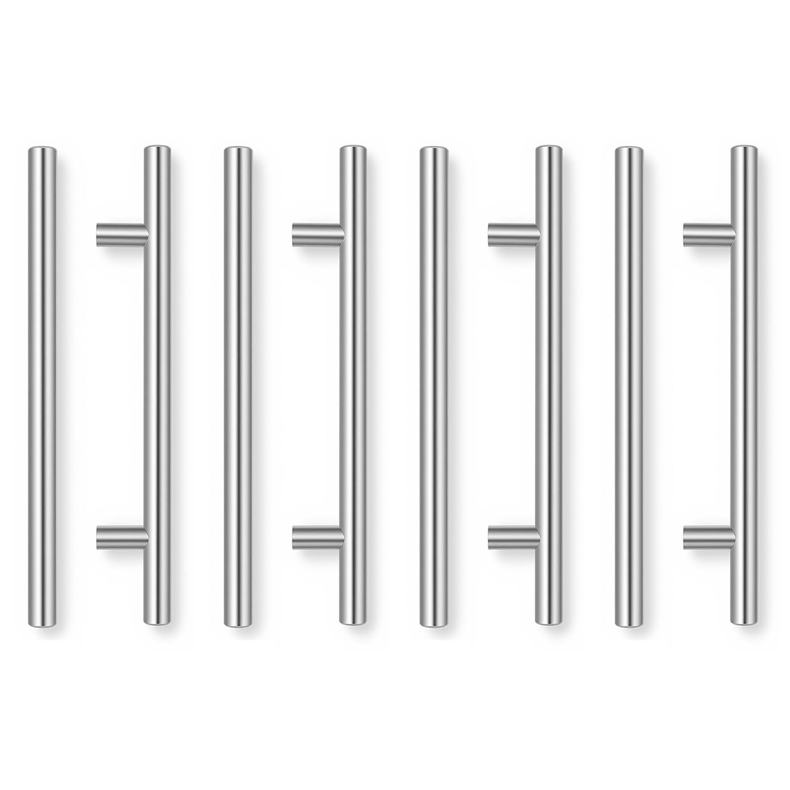 8 PcsKitchen Cupboard Handles, Silver Kitchen Door Handles, Kitchen Cupboard Door Handless, Stainless Steel Cabinet Handle, T Bar Handless, for Drawer Cabinet Wardrobe Cupboard Door(Hole spacing 5")