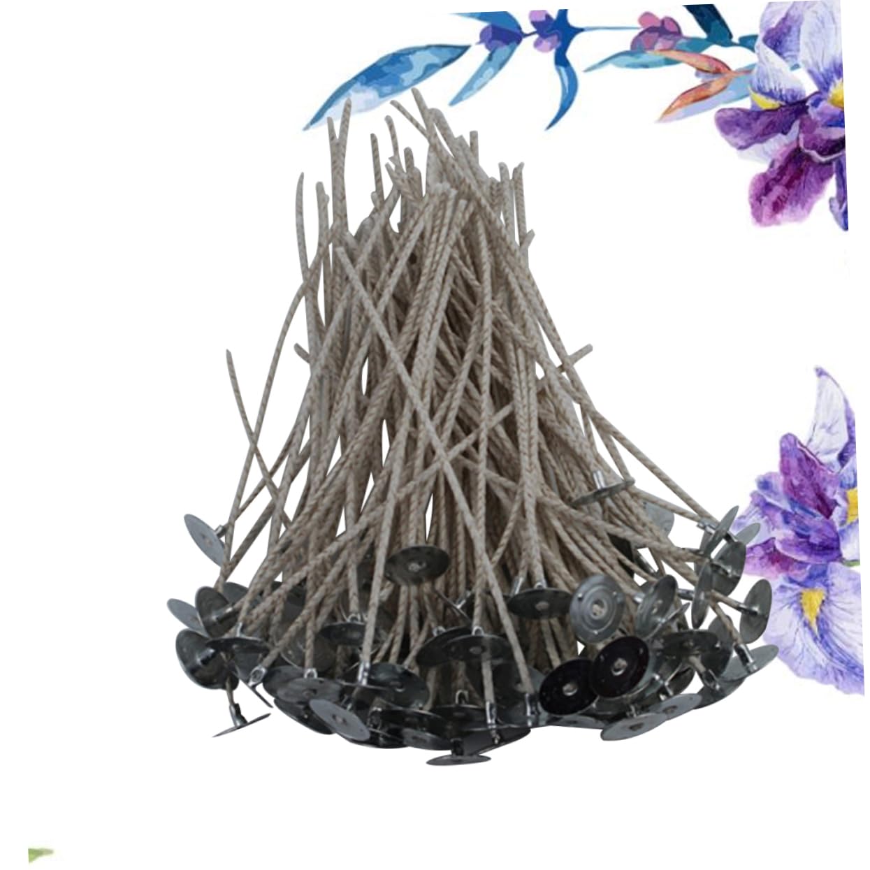 100pezzi Kit Per Produzione Candele Stoppini Cera Naturale Con Base e Adesivi Per Fai Da Te e Decorazioni Festive