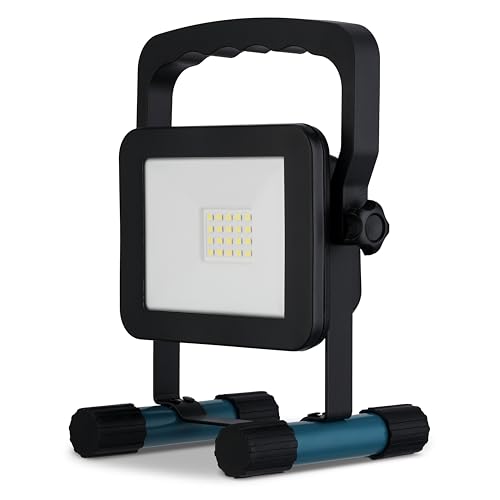 Lámpara de trabajo LED REV - 10 W, 1400 lm, IP54 (interior y exterior) - Lámpara de trabajo con batería recargable (2 horas de autonomía), color negro
