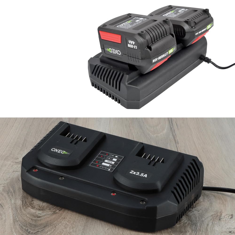 Chargeur Double Super Rapide Batterie 18V Easy Full - 2X 3.5A - Compatible Batteries d'outils de Jardinage et Bricolage sans Fil