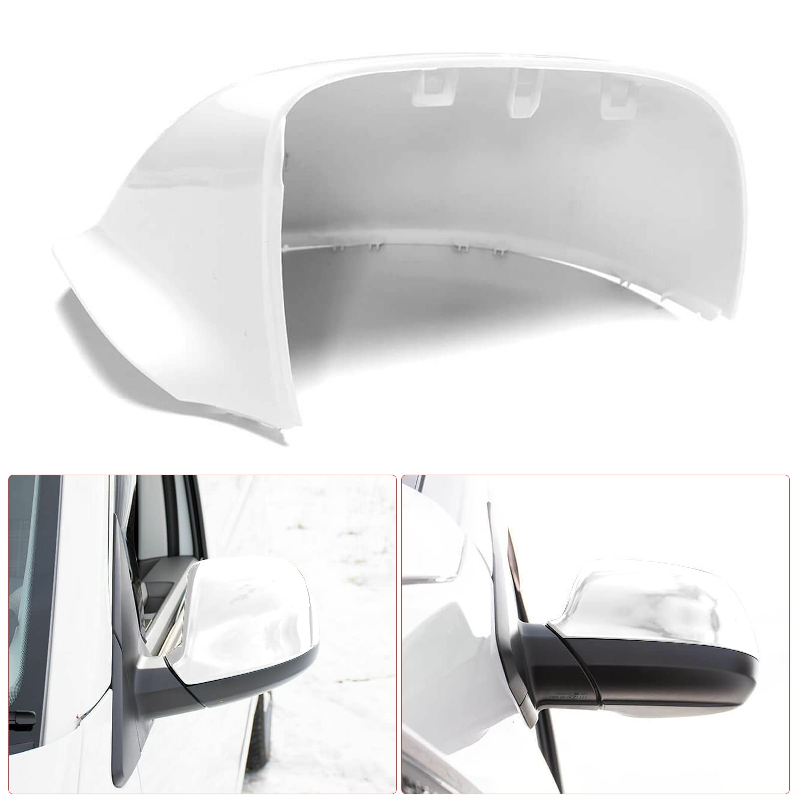 1 Paar Auto Spiegelkappen Ersatz für VW T5/T6/Transporter Caravelle 2010-2019, Außenspiegelkappe Rückspiegelkappe Abdeckungen, Außenspiegelgehäuse glänzend Außenspiegel-Abdeckkappen (Weiß)