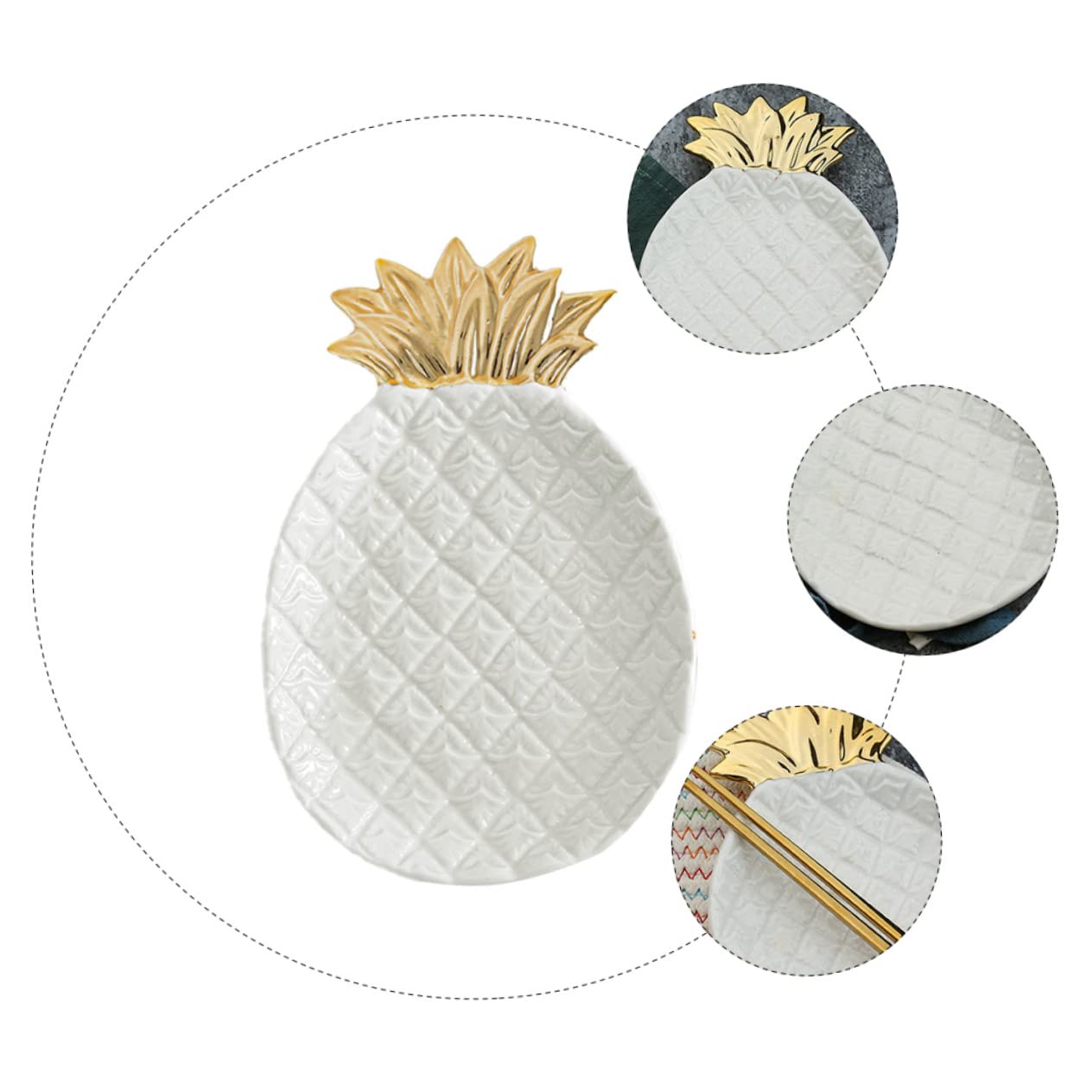 Homoyoyo Plateau Bijoux Ananas En Céramique Blanche - Organisateur Mignon