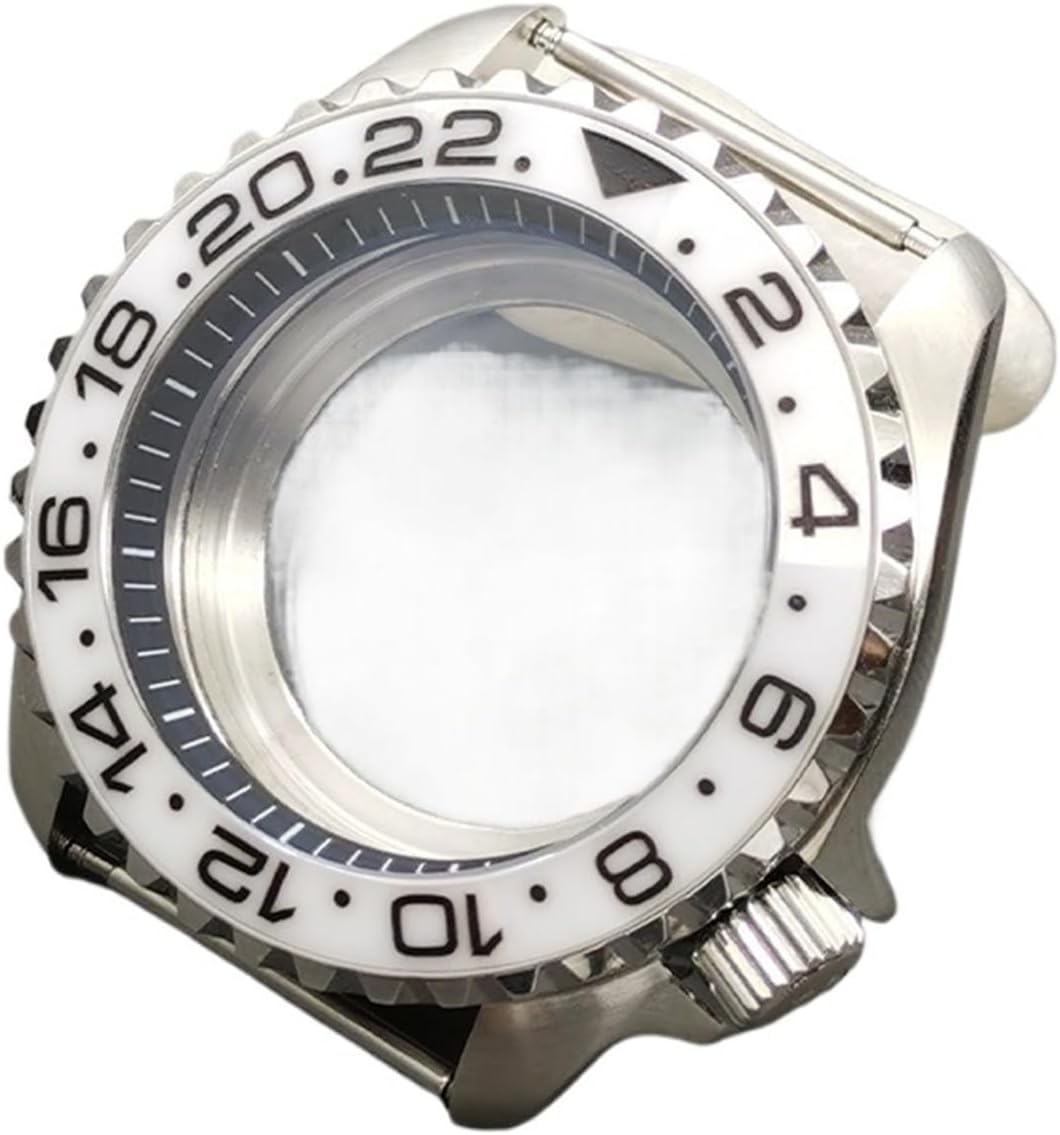 42mm Silver SKX007 Watch Case with Dome Sapphire Glass for NH35 NH36 4R 6R 7S Movement - Transparent Back Cover Parts